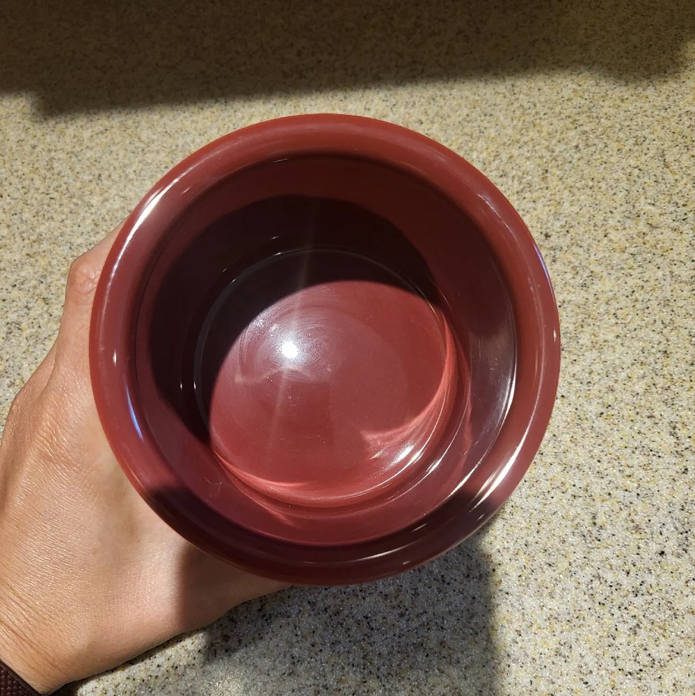 Longaberger Pottery Woven Traditions Paprika Round 1 Pint Salt Crock USA Made
